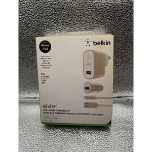 Belkin Mixit Car Home Charger Kit 12W 2.4A Lightning Cable iPhone iPad Gold